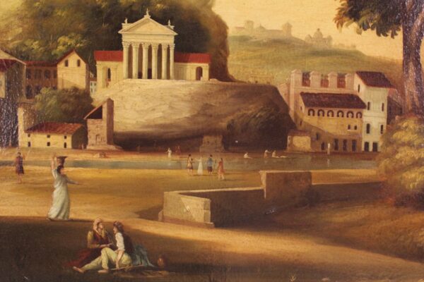 20th Century Italian Painting depicting a Landscape with Figures - Image 7