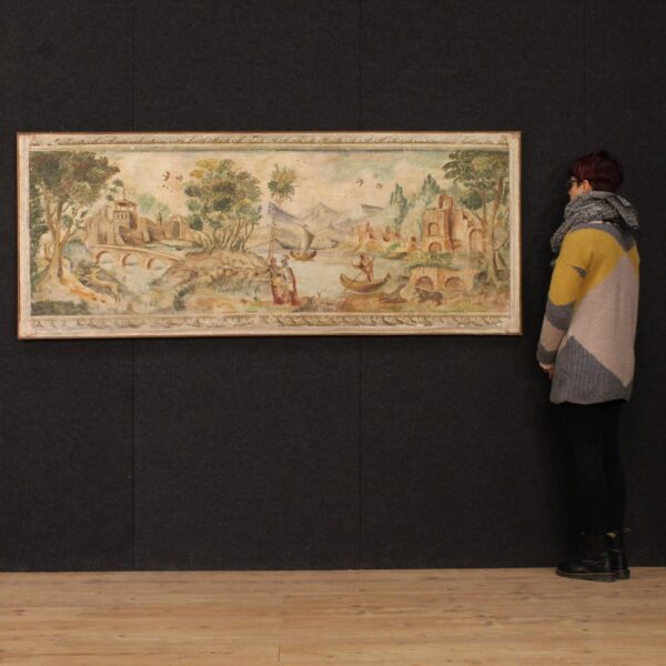 Early 20th Century Neoclassical Italian Painting depicting a Landscape - Image 4