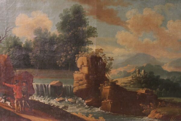 18th Century Italian Painting depicting a Landscape with Hunters - Image 2