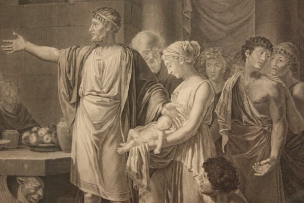 19th Century French Engraving by Avril from the painting "The magnanimité of Lycurgus" - Image 2
