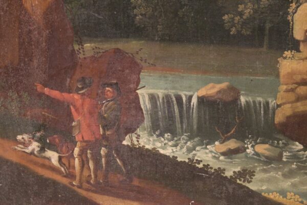 18th Century Italian Painting depicting a Landscape with Hunters - Image 4