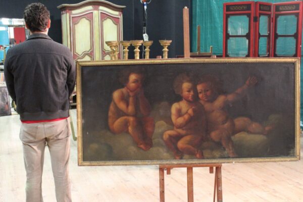 18th Century French Painting depicting an Interior Scene with Children - Image 2