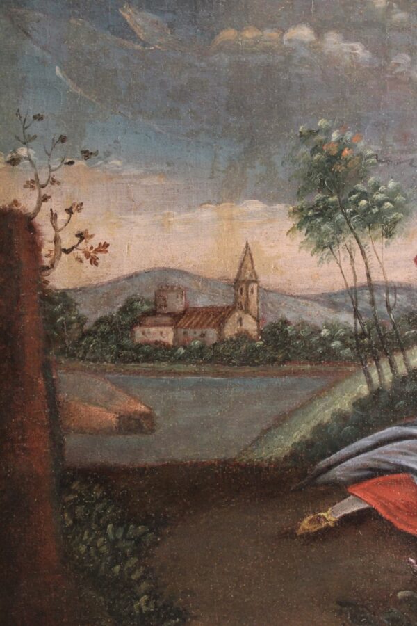 Early 19th Century Painting depicting a Romantic Landscape with Figures - Image 6