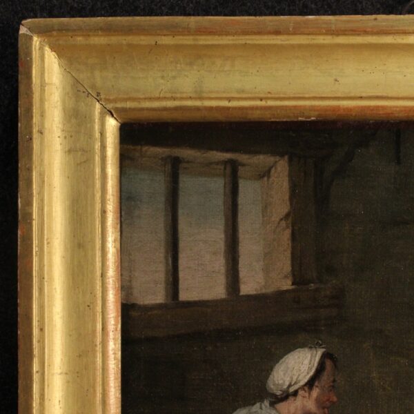 19th Century Flemish Painting depicting an Interior Scene - Image 7