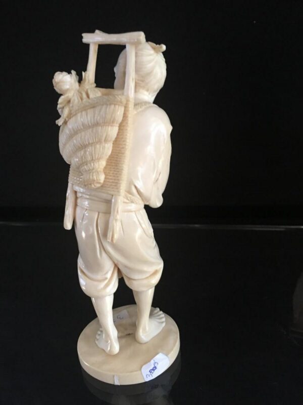 Rare 19th Century Ivory Okimono representing a Peasant - Image 3