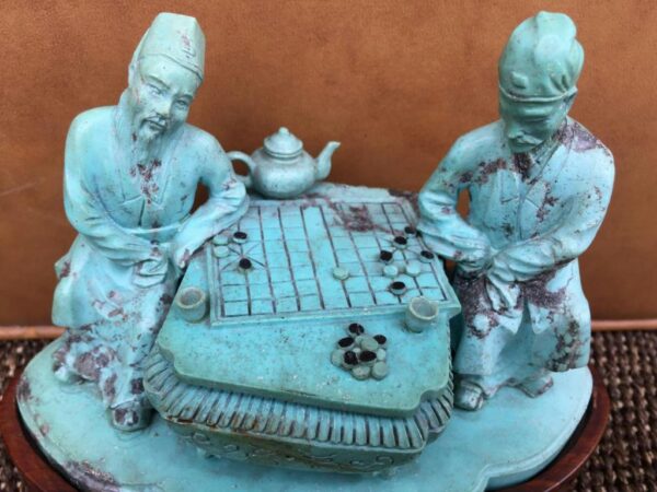 20th Century Turquoise Statue representing two Go players ( China  ) - Image 2