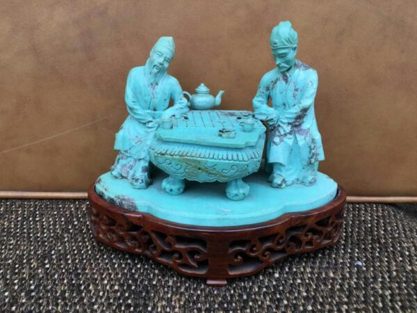20th Century Turquoise Statue representing two Go players ( China  ) - Image 3