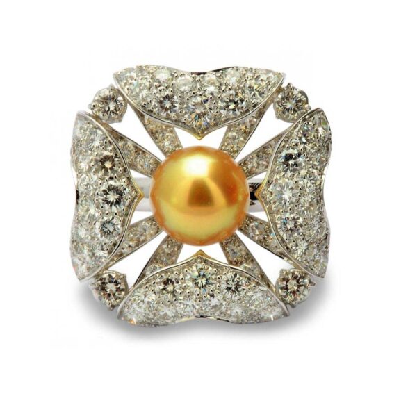Burmese Pearl & Diamond Ring - Image 6