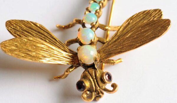 Dragonfly Opal, Gold and Ruby Brooch - Image 3