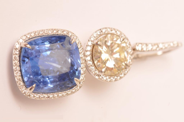 Sapphire, White Gold and Diamond Earrings - Image 3