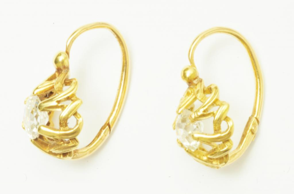 Gold and Diamond Keeper Earrings - Image 2