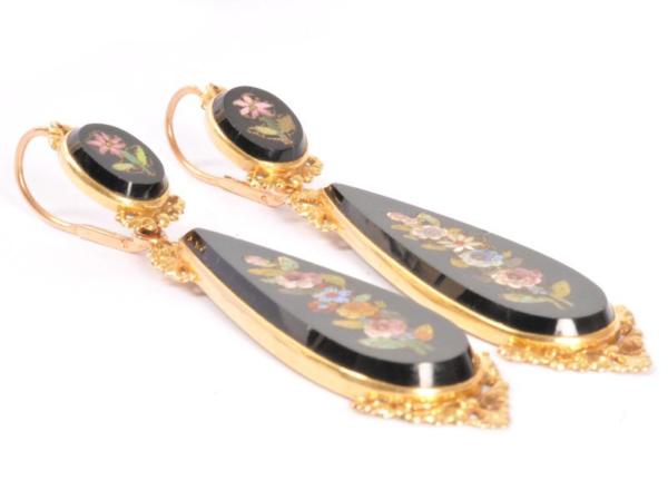 Napoleon III Period - 19th Century - Very Rare Micro-Mosaic Earrings - Image 2