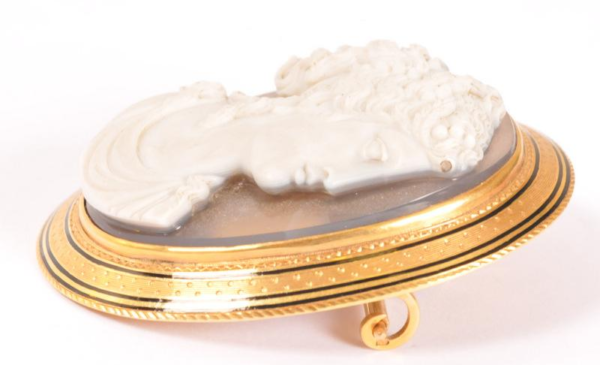 High Relief Ancient Hardstone Cameo Brooch of a Woman - Image 5