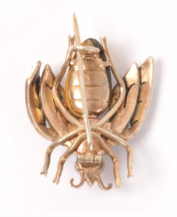 Tiger's Eye, Ruby & Pearls Bee Brooch - Image 2