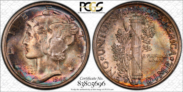 1945-S PCGS Graded MS67 - Mercury Dime / 10c (USA) - Image 2