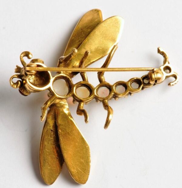 Dragonfly Opal, Gold and Ruby Brooch - Image 2