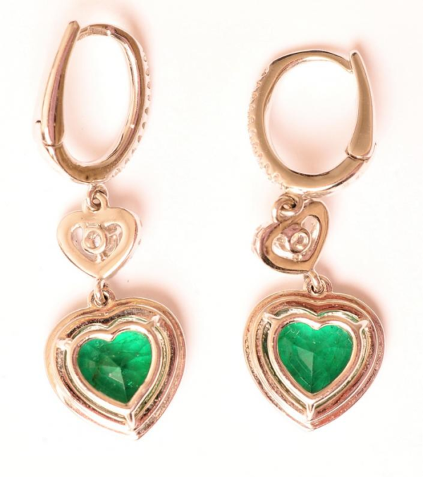 Emerald, White Gold and Diamonds Earrings - Image 3