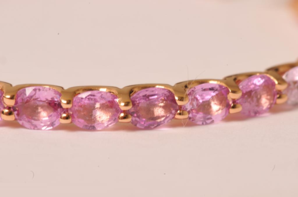 Pink Gold and Sapphires Hoop Earrings - Image 3