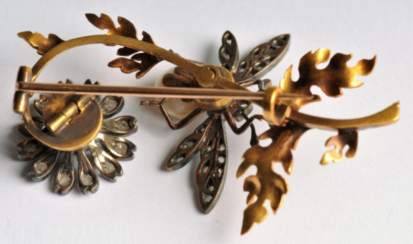 Insect Themed Brooch - Pearls, Pink Diamonds, Ruby & Gold - Image 2