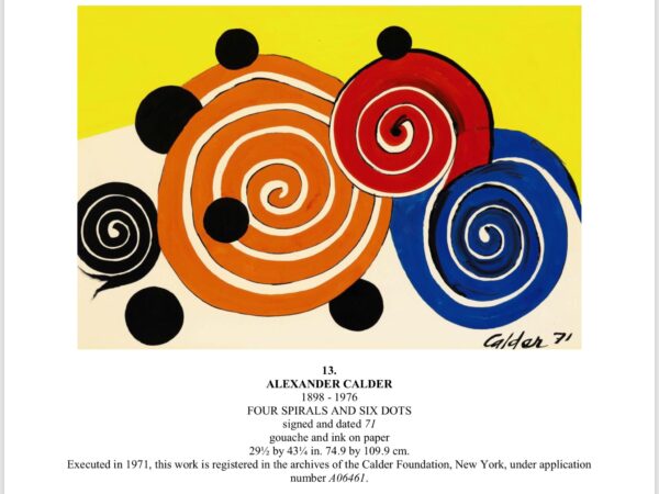 Exceptional Alexander Calder Gouache - Four Spirals and Six Dots - Image 3