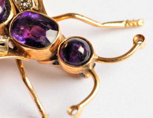 Art Deco Insect Brooch - Pink Diamonds, Amethyst & White Gold - Image 3