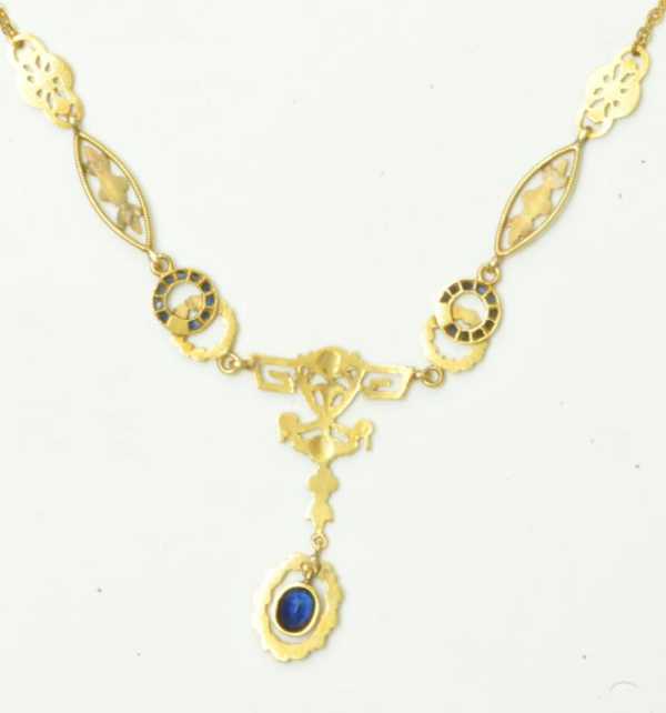 Ancient Draperie Gold and Sapphires Necklece - Image 4