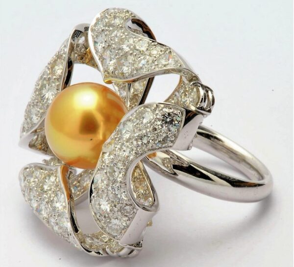 Burmese Pearl & Diamond Ring - Image 3