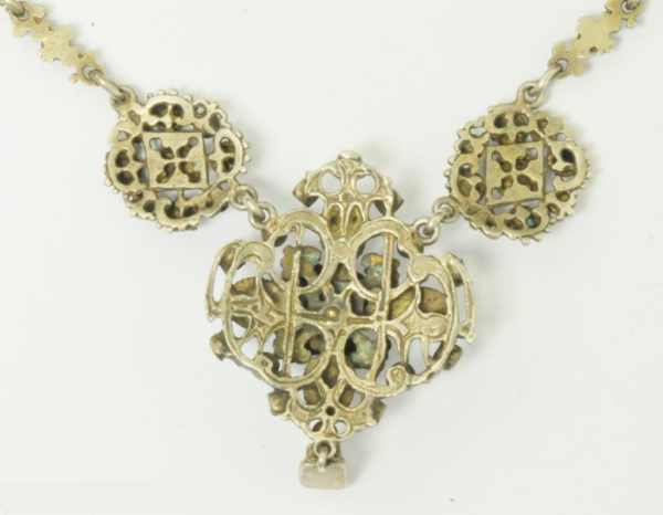 19th Century Renaissance Style Enamel, Pearls, Stones and Silver Necklace - Image 5