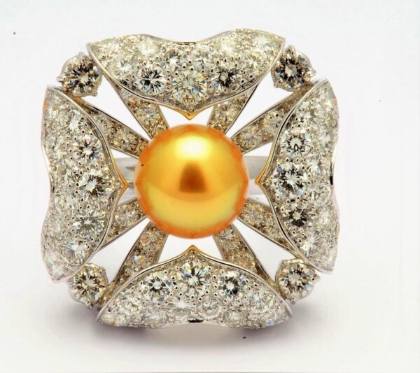 Burmese Pearl & Diamond Ring - Image 5