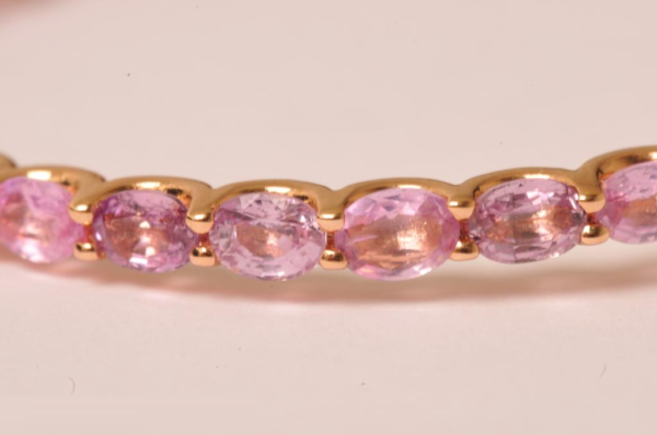 Pink Gold and Sapphires Hoop Earrings - Image 8