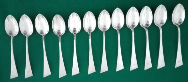 158 pieces Silver Flatware Service for 12 by Felisch & Kirchheim Monogram “W” - Image 4
