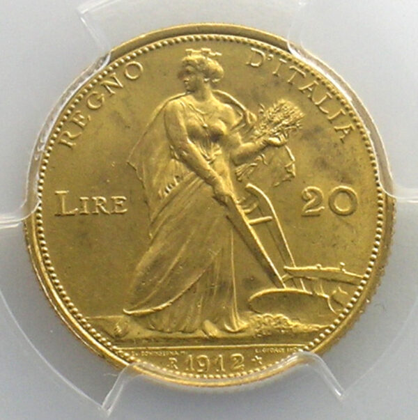 1912 PCGS Graded MS63 - 20 Gold Lira (Italy) - Image 2