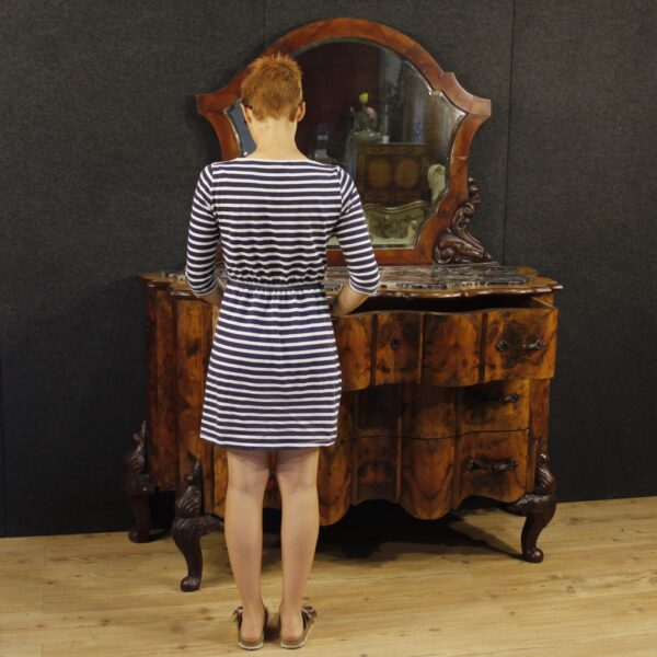 20th Century Italian  Walnut Chest of Drawers with Mirror - Image 8