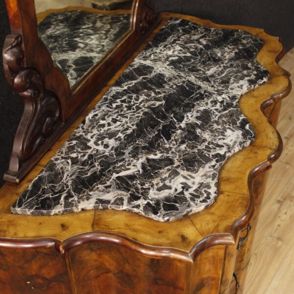 20th Century Italian  Walnut Chest of Drawers with Mirror - Image 3