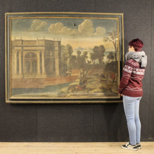 18th Century Important Italian Painting depicting a Landscape with Architecture - Image 5