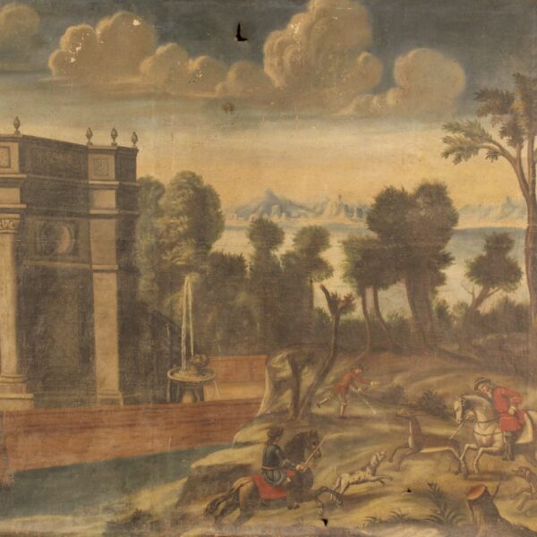 18th Century Important Italian Painting depicting a Landscape with Architecture - Image 2