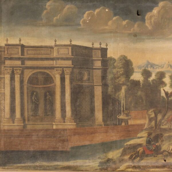 18th Century Important Italian Painting depicting a Landscape with Architecture - Image 4