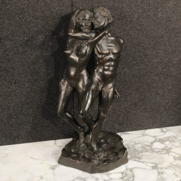20th Century Italian signed Bronze Sculpture depicting Lovers - Image 3