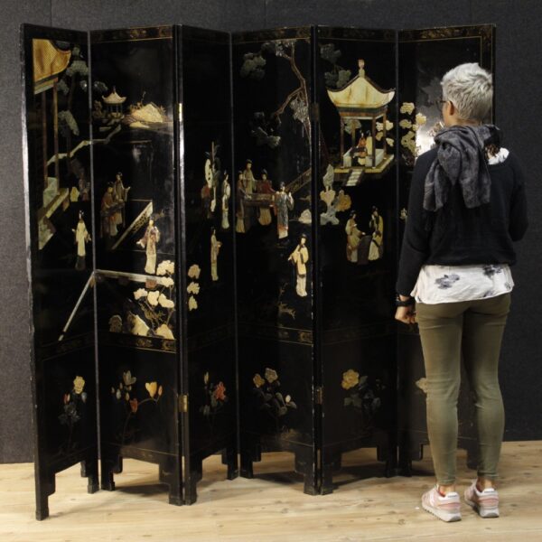 20th Century French Chinoiserie Screen with Soapstone - Image 9