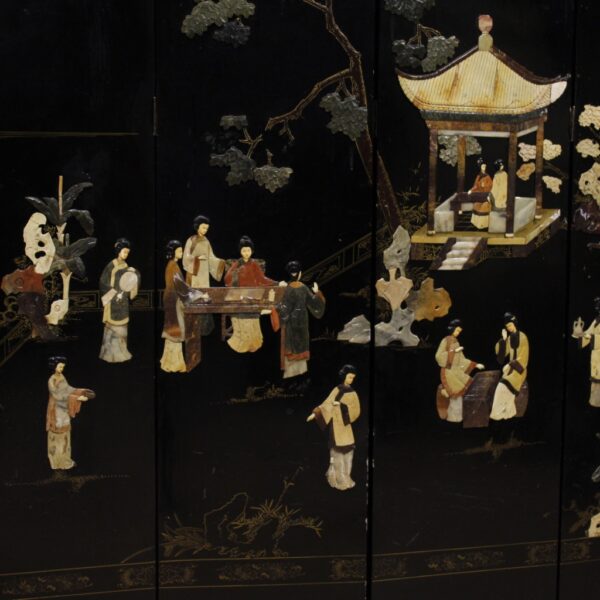 20th Century French Chinoiserie Screen with Soapstone - Image 4