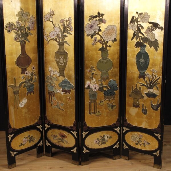 20th Century French Lacquered and Golden Chinoiserie Screen - Image 2