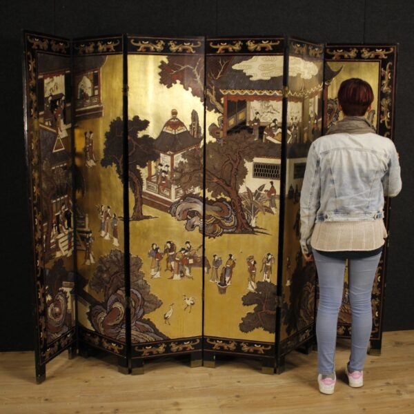 20th Century French Painted Chinoiserie Screen - Image 7