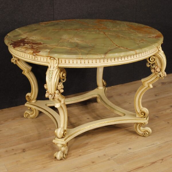 20th Century Italian Lacquered and Golden Louis XV style Dining Table - Image 6
