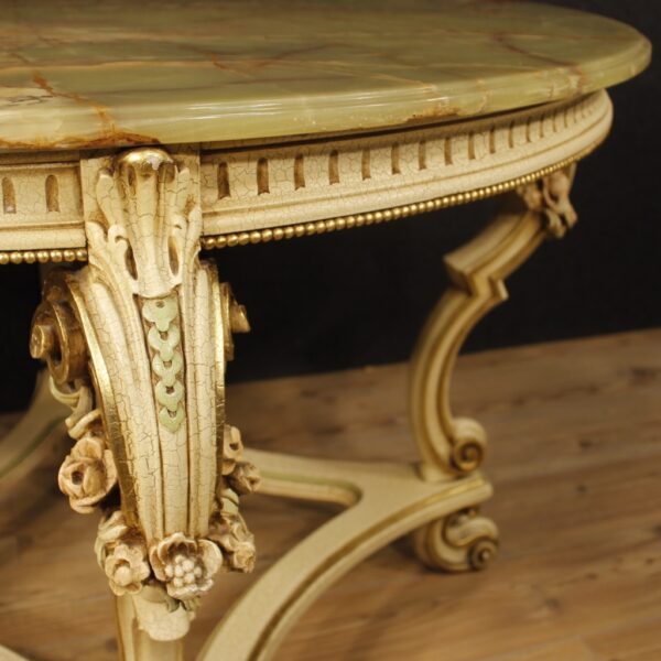 20th Century Italian Lacquered and Golden Louis XV style Dining Table - Image 5